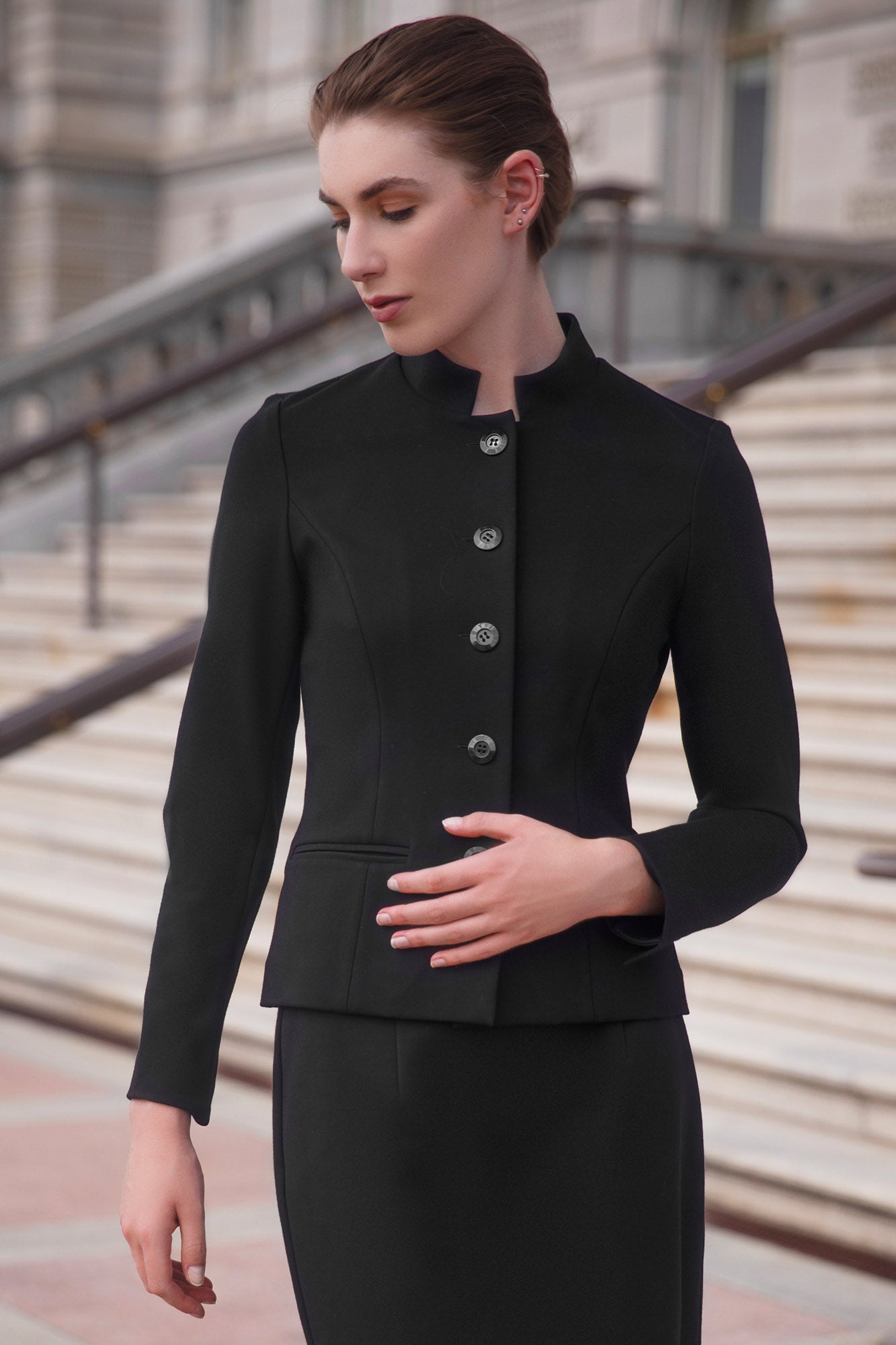 Jennifer Ritz | Sasha Mandarin Collar Blazer